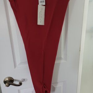 NWT Sexy red spandex with cross hatch around bottom leggings